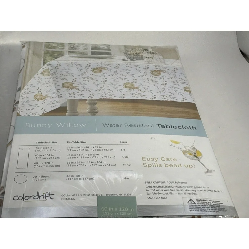 Color drift Bunny Willow Table Cloth 60